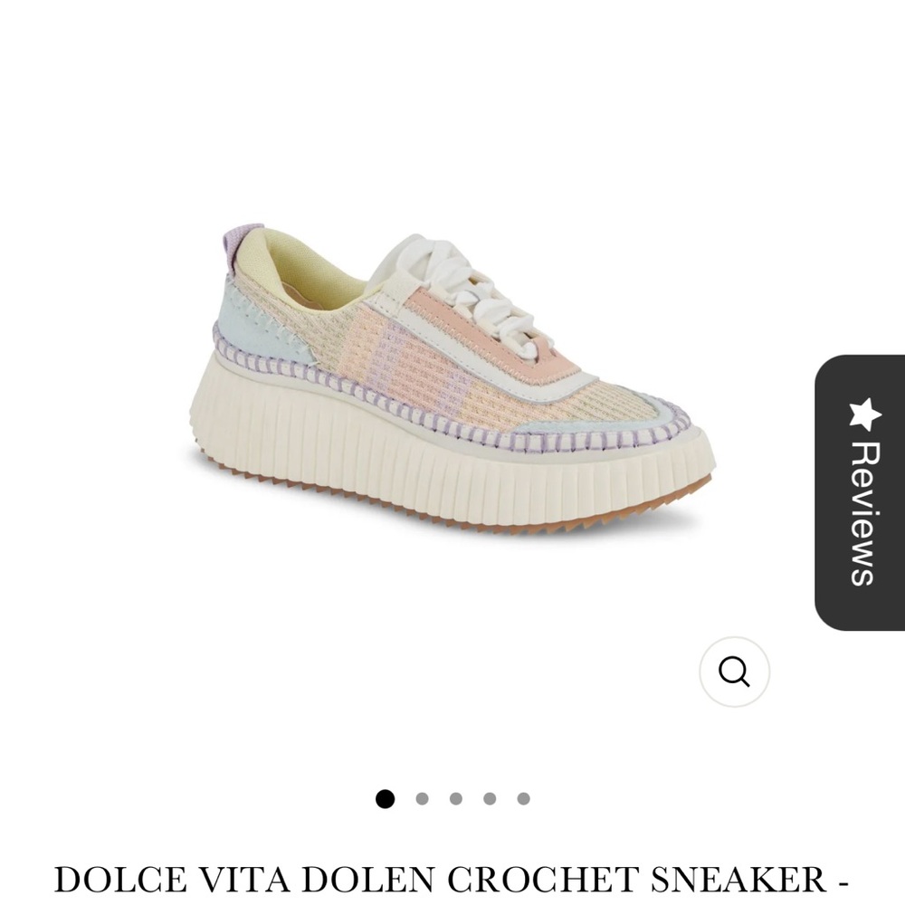 Dolce Vita Cream and Pink Chunky Sneakers